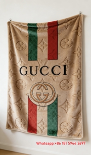 Gucci x LV Monogram Stripe Throw blankets Beige IMG_2672